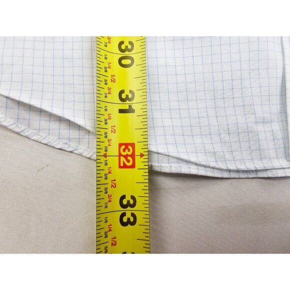 Brooks Brothers Classic Sz 17-35 Mens White Blue Trim Check Long Sleeve Non Iron - Picture 8 of 10